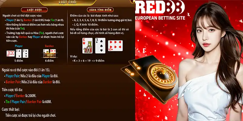 Luật đặt cược baccarat trực tuyến uy tín