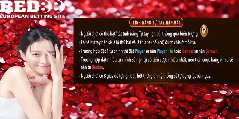 Tính năng tự tay nặn bài khi chơi baccarat online